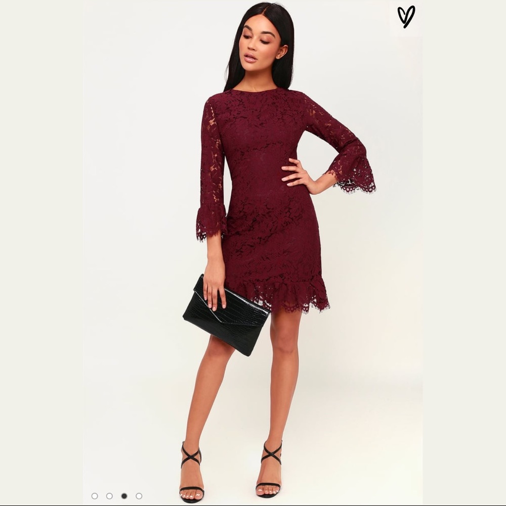 Lulus Exclusive Burgundy Lace Mini Dress